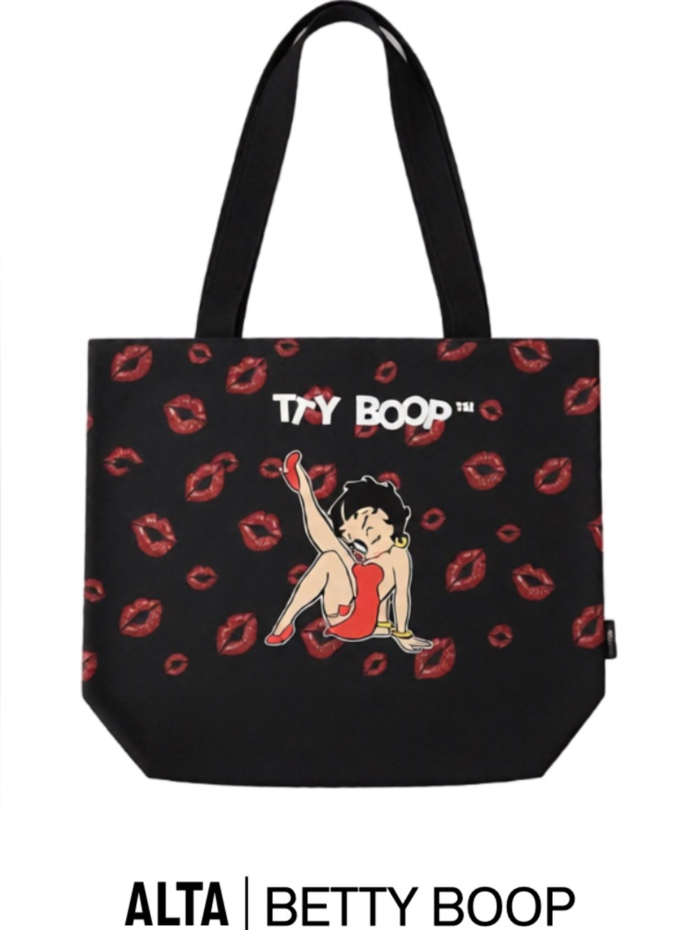 Betty Boop Black Tote with Red Lips Design